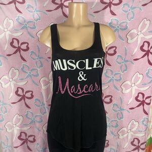 Activewear Tank Muscles & Mascara Funny Graphic Size Medium